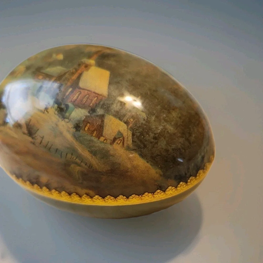 Hand Painted Winter Scene Egg Shaped